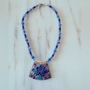Beautiful, handmade sterling silver, and semi precious stone necklace.